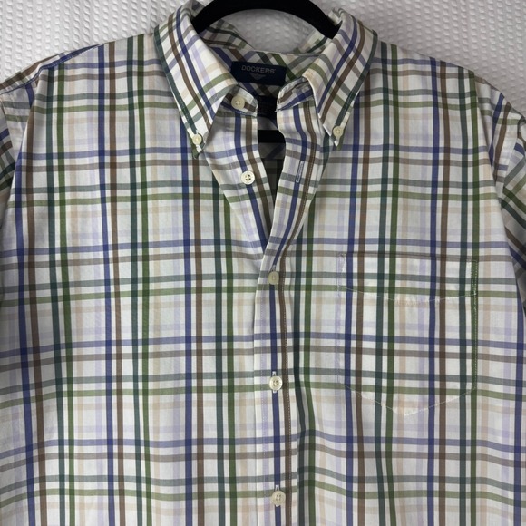 Dockers Men's L Plaid Short Sleeve Button Up Shirt Work Office Casual Business - Picture 3 of 9